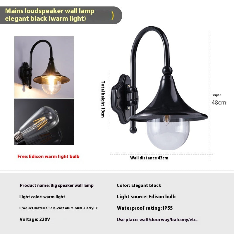 Outdoor Wall Lamp Horn Wall Lamp Outdoor Gate Lamp Stairs Pastoral Aluminum Balcony Exposed Table Lamp
